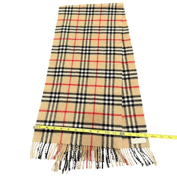 Burberrys of London Cashmere Scarf Beige Classic Nova Check 52” Long x 12” Wide - Picture 4 of 7